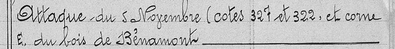 04*1914: Novembre du 1er au 11- bois de Bénamont - la Fourasse.