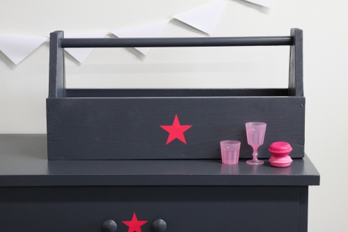 Collection GRIGRIS PLOMB : boîte à outils étoile rose framboise
