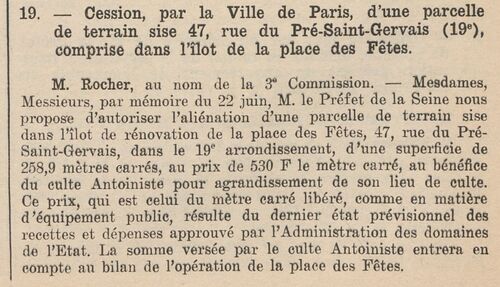 Agrandissement temple antoiniste St-Gervais (Bulletin municipal officiel de la Ville de Paris, 16 juillet 1966)
