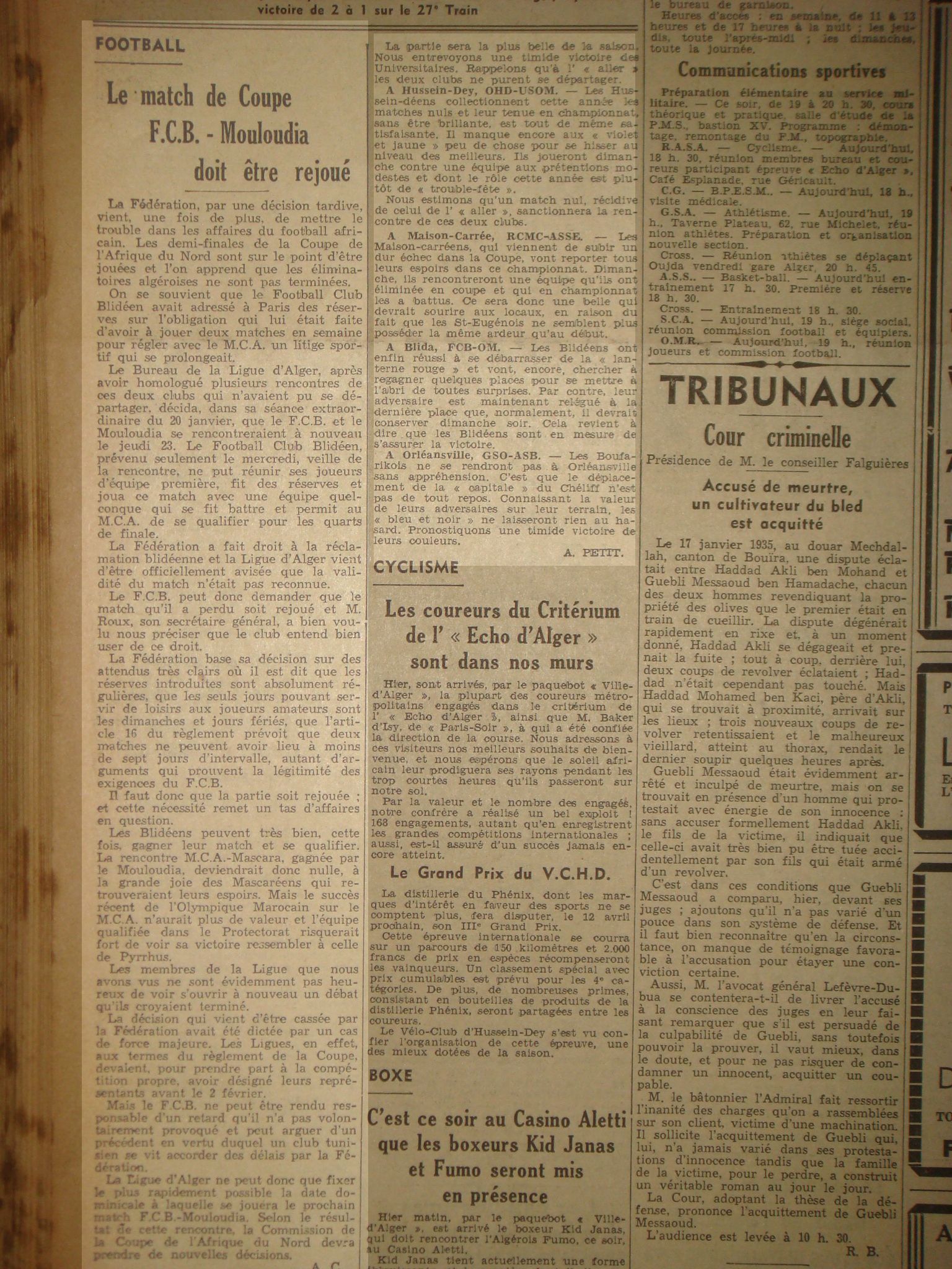 réserves des Blidéens  alors que le MCA a dèja été éliminer par l\'O Marocain