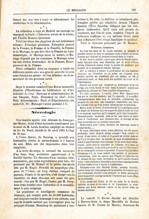 Nécrologie, Louis Antoine fils (Le Messager, Liège, 1er Mai 1893)(iapsop.com)