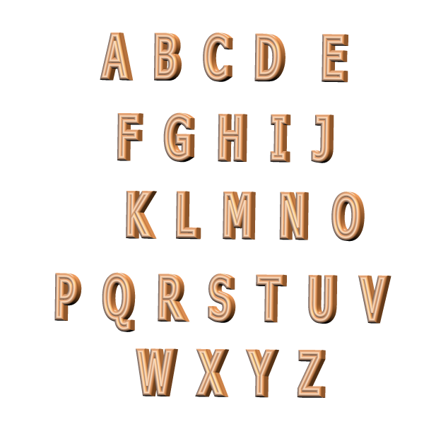 Planche Lettres de l'alphabet . Créées avec Pfs