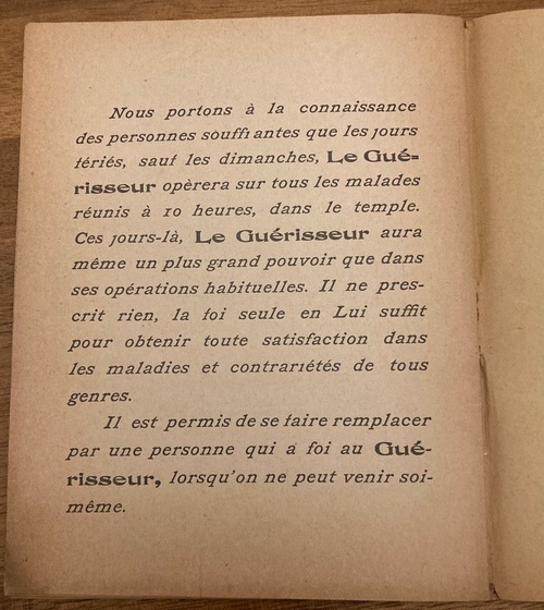 Préface du livre L'Auréole de la Conscience, Antoine le Guérisseur-L'Opération