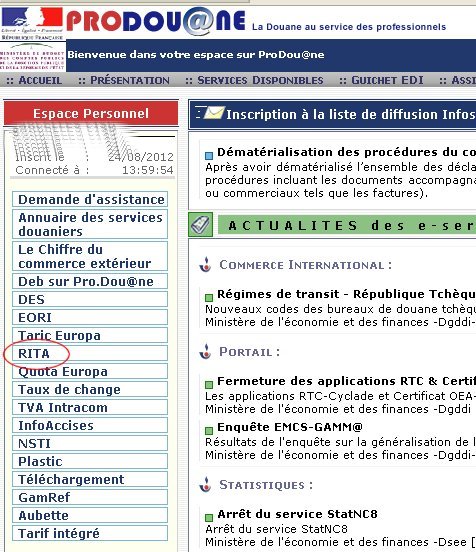 Rechercher une nomenclature dans Prodouane