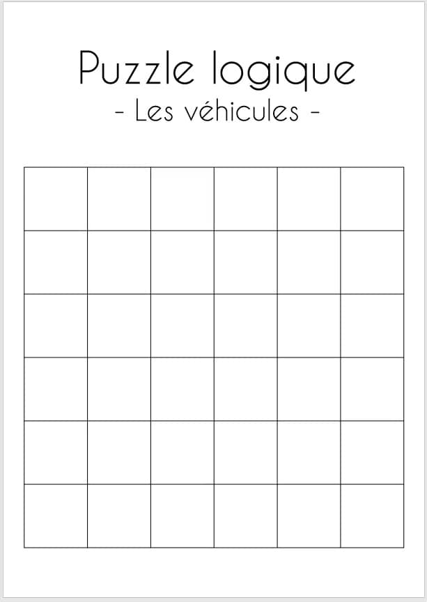 Puzzle logique (les véhicules) - un-tour-en-ulis