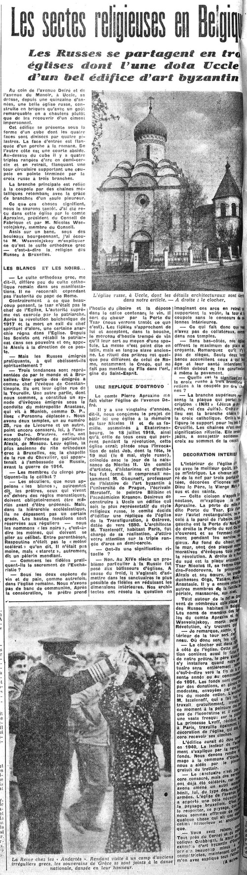 Les sectes religieuses en Belgique (La Lanterne, 9 mai 1950)(Belgicapress)