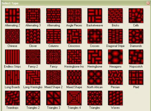 Choix de motif du logiciel Wood Workshop