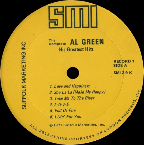 Al Green " The Complete Al Green His Greatest Hits " Suffolk Marketing Inc. Records SMI 2-9 K [ US ]