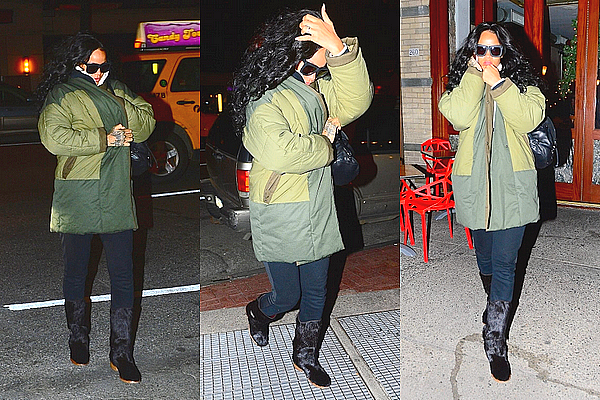 06.01.2015 : Rihanna est de retour à New-York et a été aperçue sous un froid glacial.