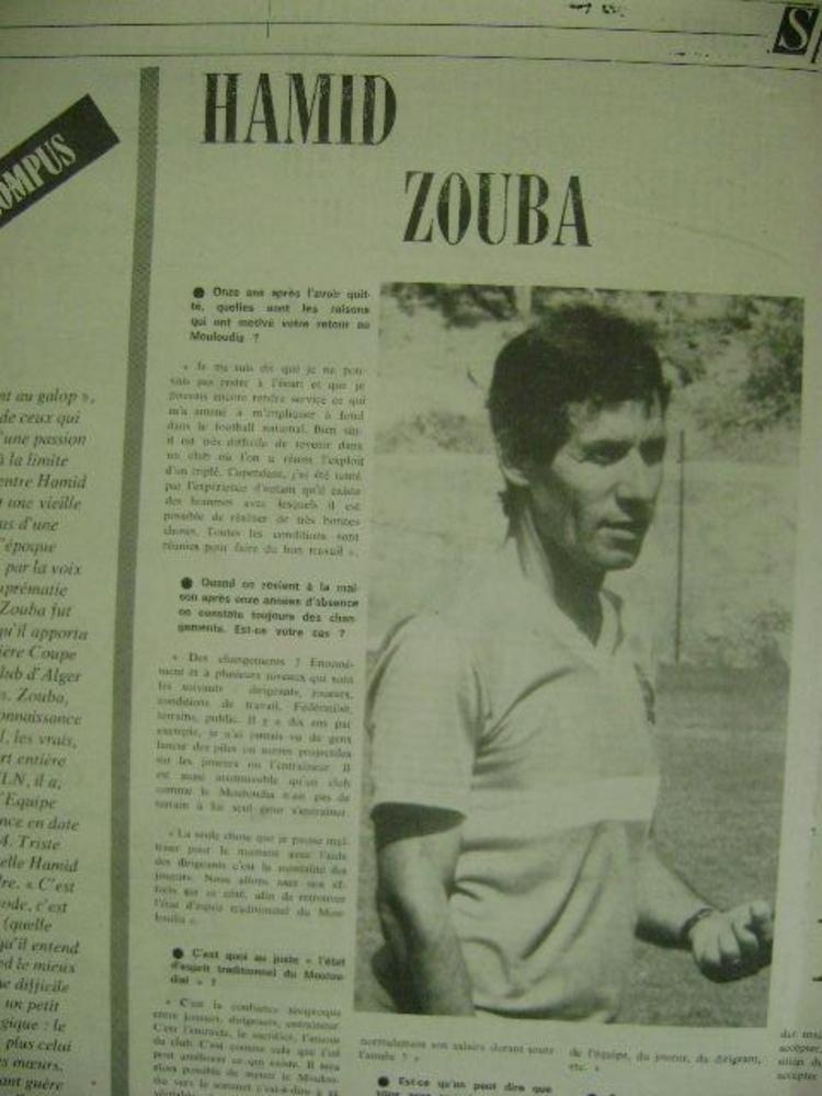 ZOUBA HAMID Entraineur MCA 1987-1988