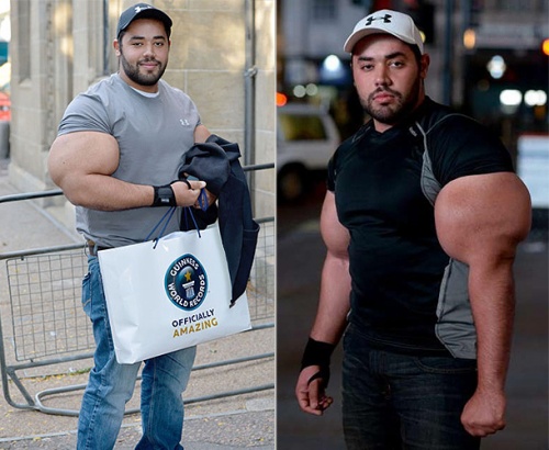 Moustafa Ismail : Egyptian bodybuilder breaks Guinness' record for biggest biceps - video