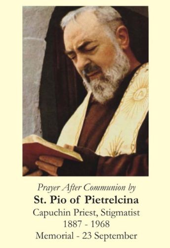 Prayer after Communion by St Pio of Pietrelcina