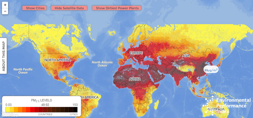 Worldwide air pollution map