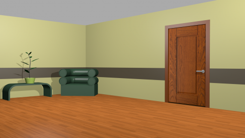 Un décor avec une porte