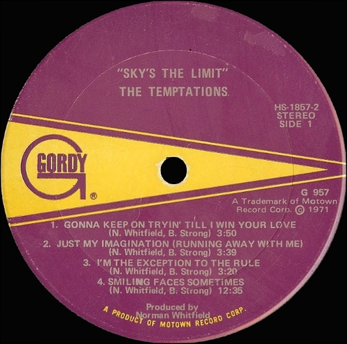 The Temptations : Album " Sky's The Limit " Gordy Records GS 957 [ US ]