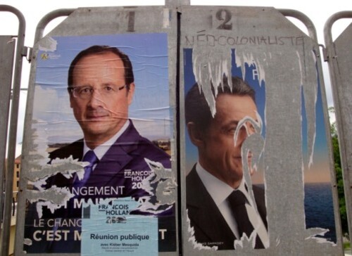affiche lacérée élection présidentielle Sarkozy Holland