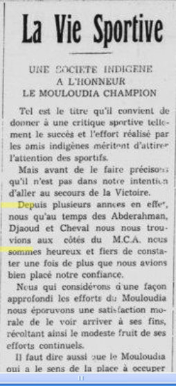 l\'accession du MCA  en Honneur 1935-1936