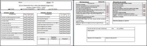 Bulletins CP trimestre 1