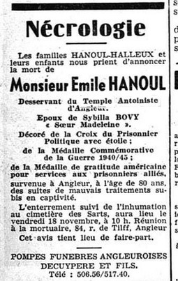 Emile Hanoul, désincarnation (La Wallonie, 17 novembre 1949)(Belgicapress)