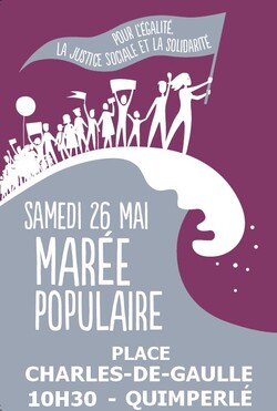 Quimperlé (Finistère)  Tract et affiche Marée Populaire  Samedi 26 mai 2018