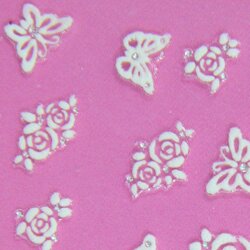 Stickers d'ongles roses blanches avec papillons et strass