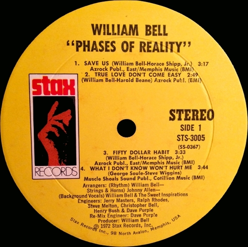 William Bell : Album " Phases Of Reality " Stax Records STS 3005 [ US ]
