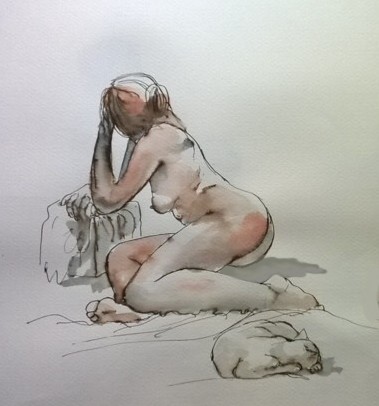 Lundi - Une pose assise et le chat