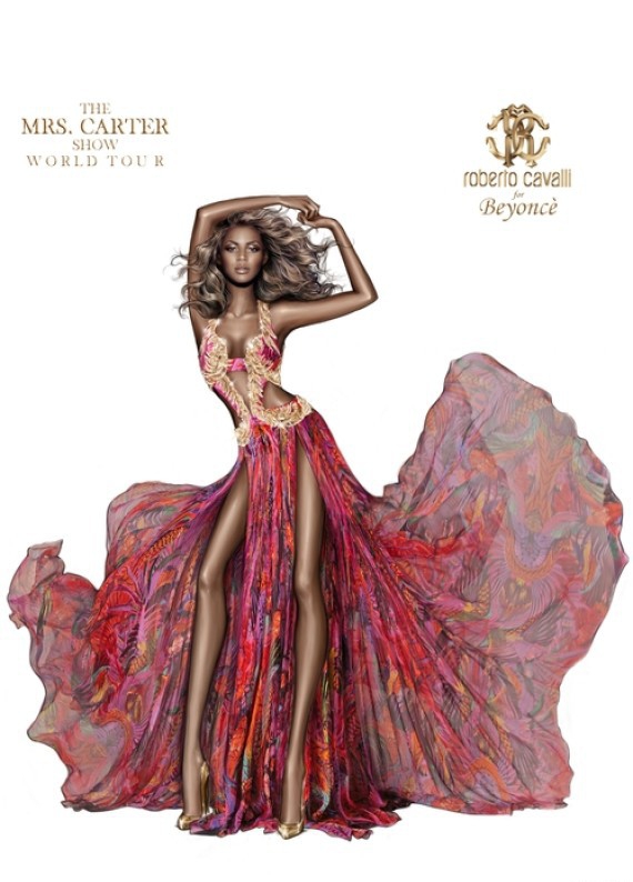 Cette photo de Beyoncé a été largement retouchée sur Photoshop par l'agence Roberto Cavalli