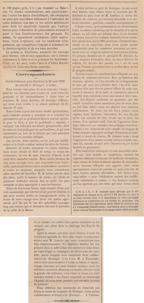 Correspondance (Le Messager, 1er sept. 1902)