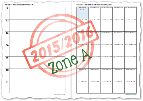 Planning par période Zone A 2015-2016