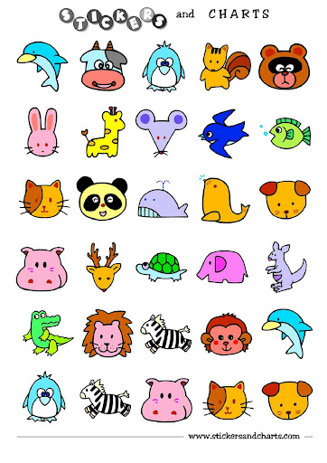 Stickers and Charts- Animaux