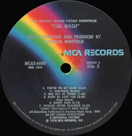 Norman Whitfield ~ Rose Royce : Album " Car Wash [ Original Motion Picture Soundtrack ] " MCA Records MCA2-6000 [ US ]