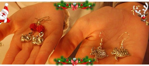 boucles d'oreilles chat et tortues