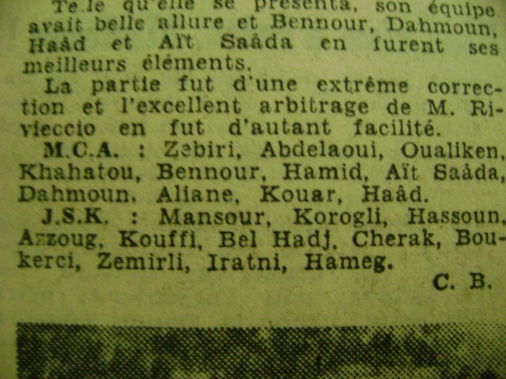 4.11.1951 Coupe Forconi MCA-JSK 7-0