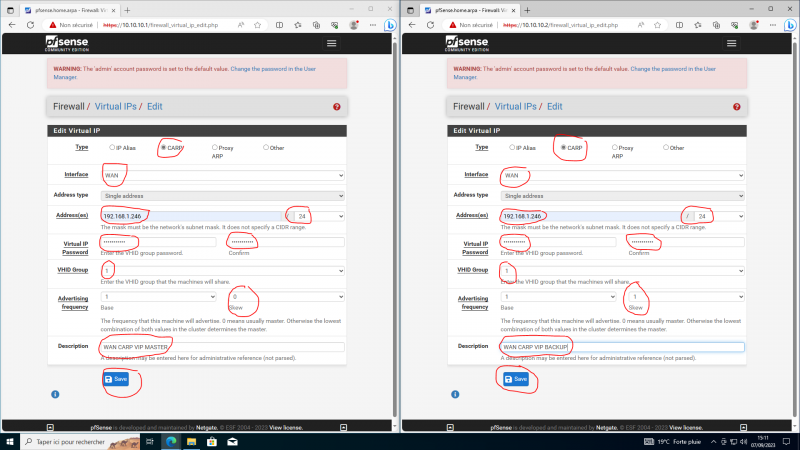 Cluster de Pfsense (VIP CARP)
