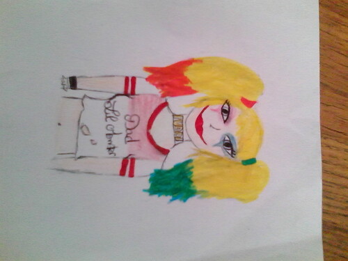 Voici un autre dessin que Emma à réalisée à l'occasion de la sortie du film Sucide Squad,cette fille est un personages;Harley Quinn!