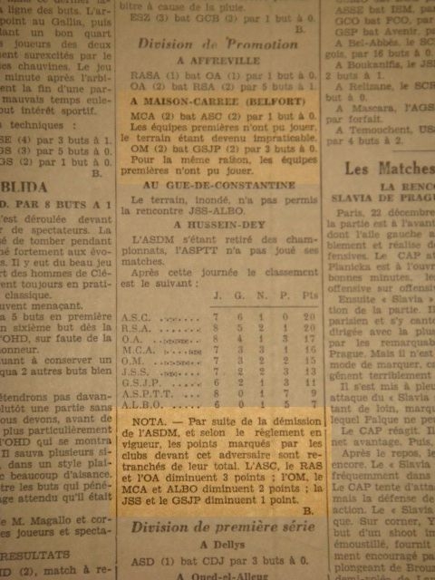 5.1.1930 MCA-ASC terrain impraticable, ASDM déclare forfait