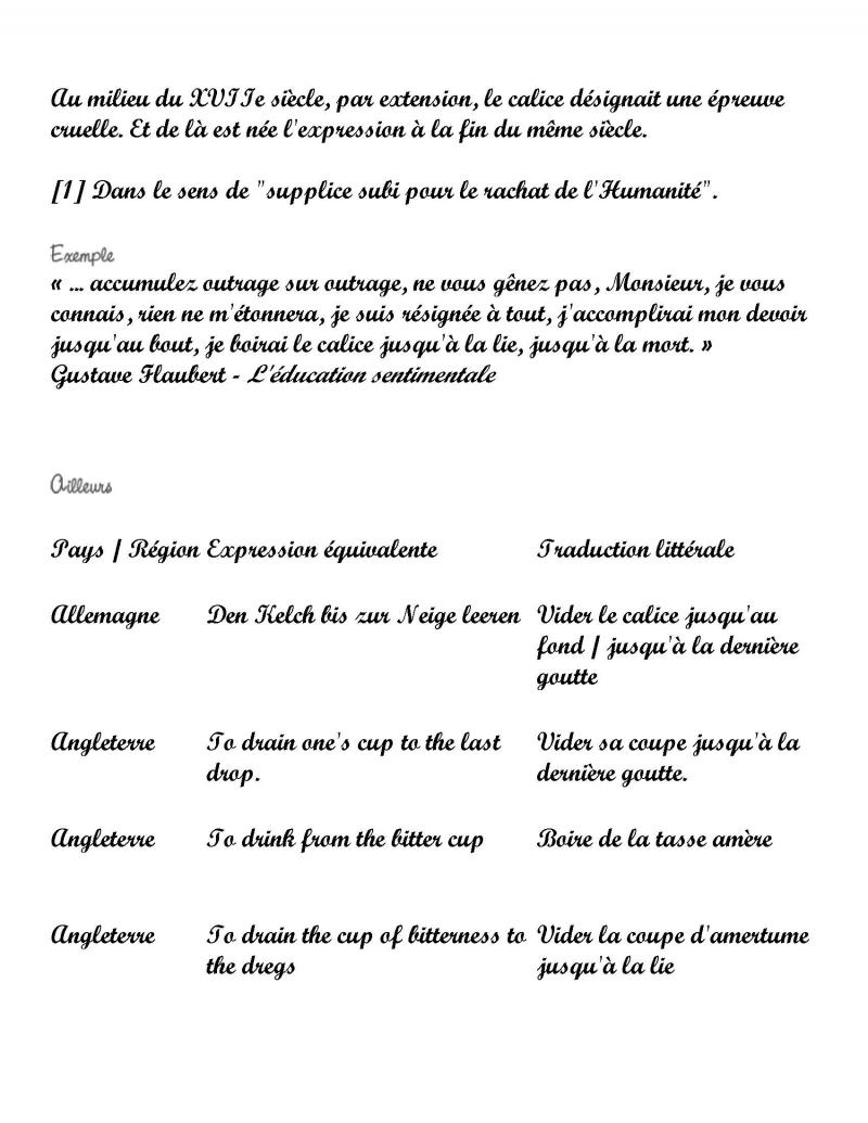 Boire La Coupe Jusqu à La Lie Expression du Jour: Boire le calice jusqu'à la lie (3 pages) - Frawsy