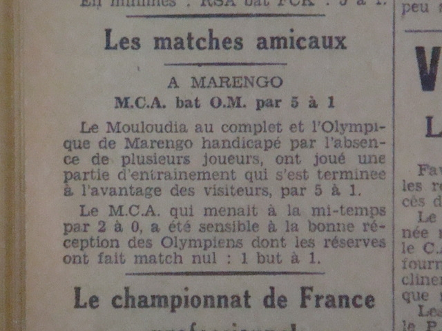 6.3.1938 amical olympique marengo-mca 1-5