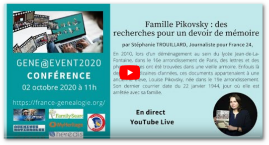 Gene@event2020 Famille Pikovsky : des recherches pour un travail de mémoire