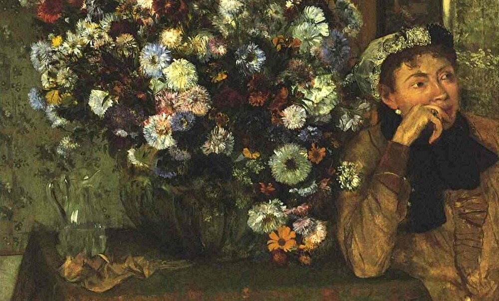 Degas 5 /         1865-la femme aux chrysanthèmes