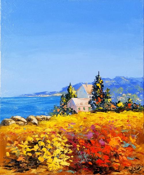 Dessin et peinture - vidéo : Comment peindre un bord de mer au couteau ? - acrylique, huile.