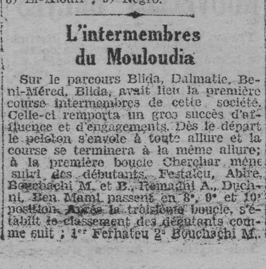 Dimanche 22.2.1931 Cyclisme le MCA voit le jour