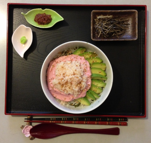 MENTAIKO-pasutā (明太子のパスタ) & Mentaiko-gohan (明太子ご飯) - Nouilles ou riz avec sauce douce aux oeufs de cabillaud, mayonnaise, Wasabi, Nori et sésame