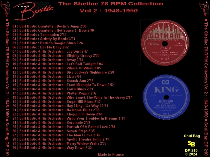 Earl Bostic : CD " The Shellac 78 RPM Collection Vol 2 1948-1950 " Soul Bag Records DP 210 [ FR ]