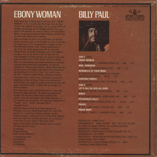 1973 : Billy Paul : Album " Ebony Woman " Philadelphia International Records KZ 32118 [ US ] 