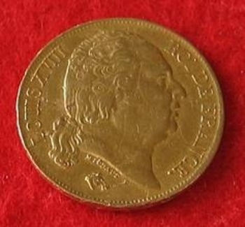 Monnaie 20 francs OR  Louis Xviii 1817 a