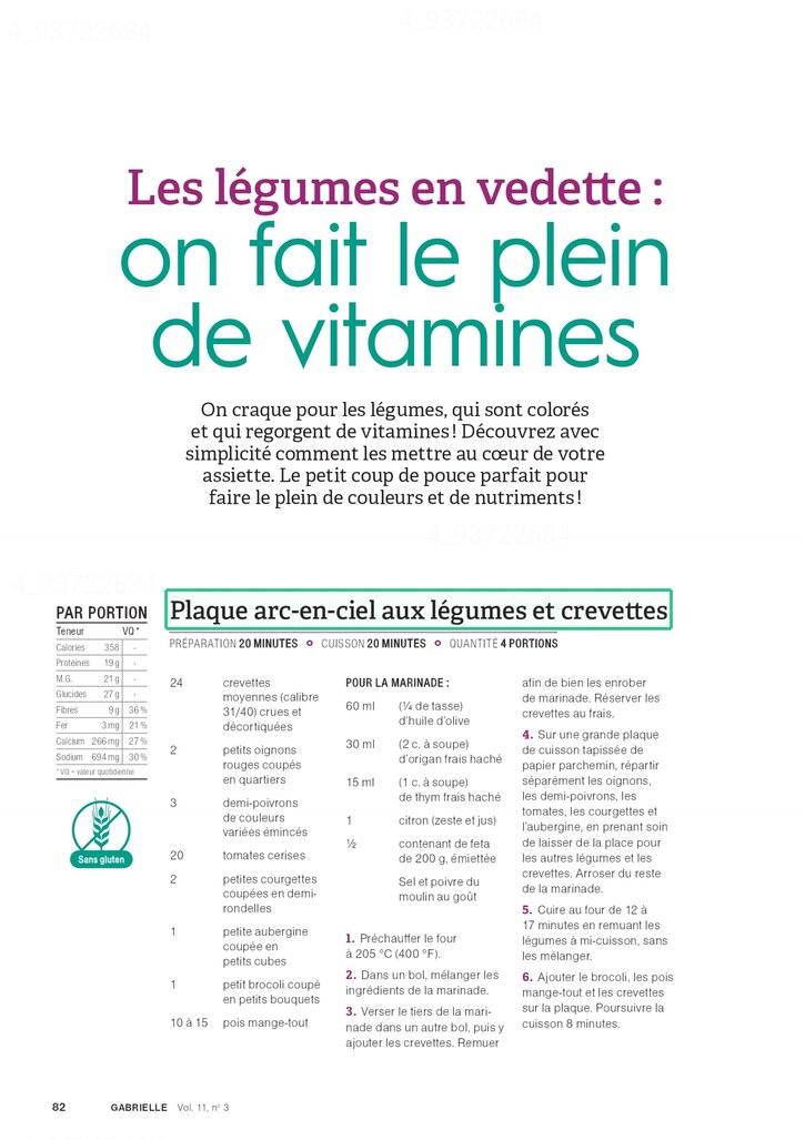 Recettes 29: Les légumes en vedette:  on fait le plein de vitamines (8 pages)