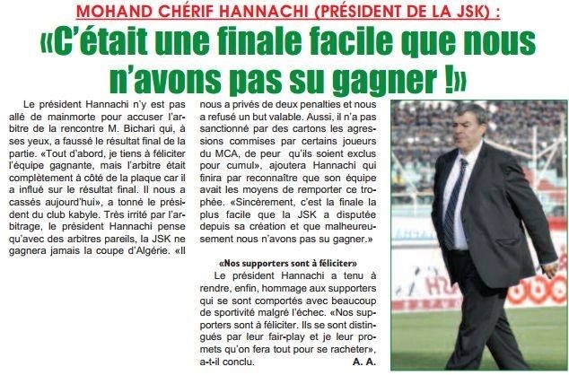 jeudi 01.05.2014 à Blida Finale MCA-JSK 1-1 (5-4 aux tir au but)