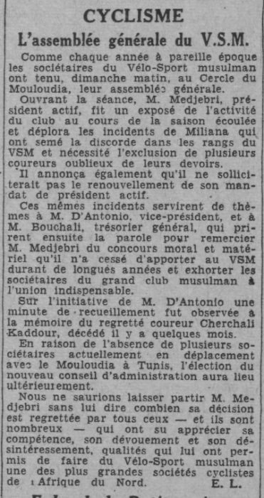 Dimanche 24.9.1944 Assemblée du VSM au siège du MCA